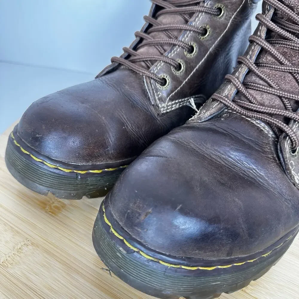 Dr. Martens Winch Steel Toe Safety Boots Dark Brown Leather Mens Size 9